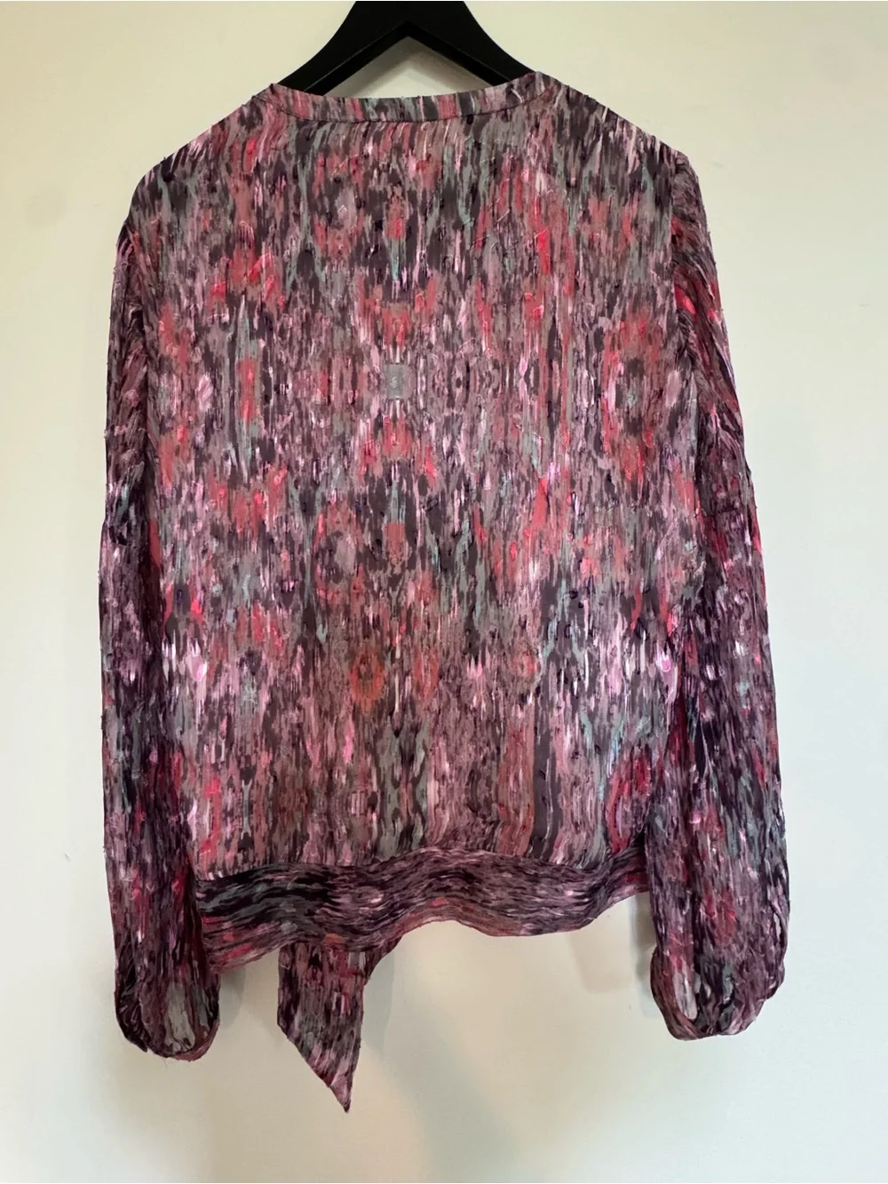 Parker Niko Silk Blend Batik Print Tie-Front Blouse Size Large